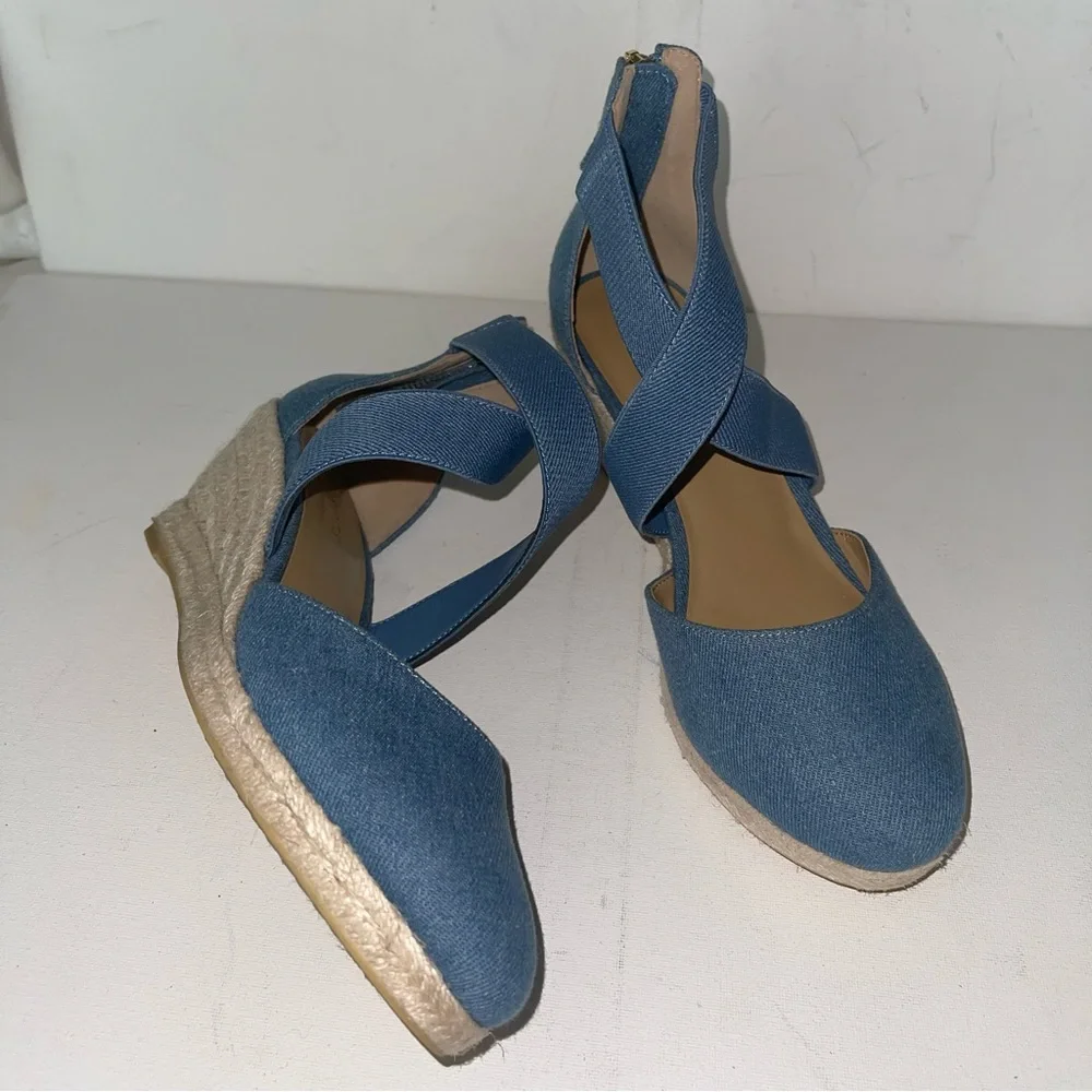 Talbots‎ LYNDSAY D'ORSAY ESPADRILLE WEDGES - DENIM